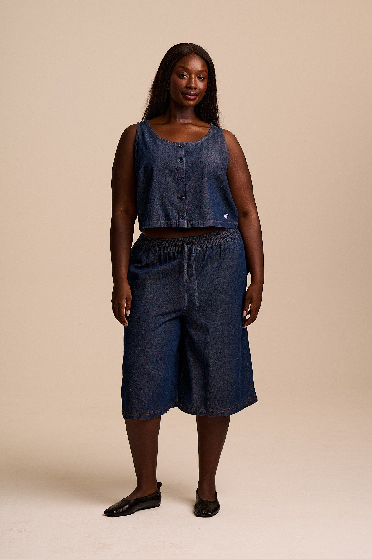 Carlos - Cotton Jorts in Indigo Blue