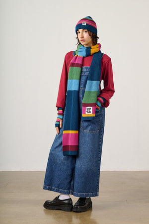 Aroha - Organic Cotton Knitted Scarf in Masquerade Stripe