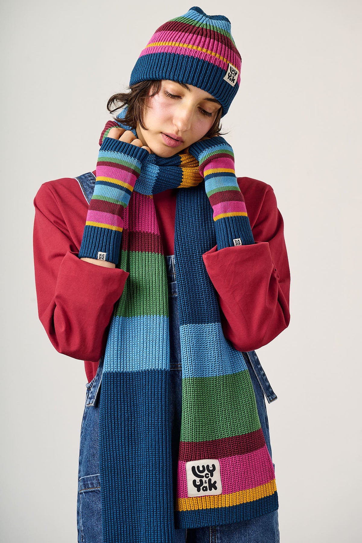 Aroha - Organic Cotton Knitted Scarf in Masquerade Stripe