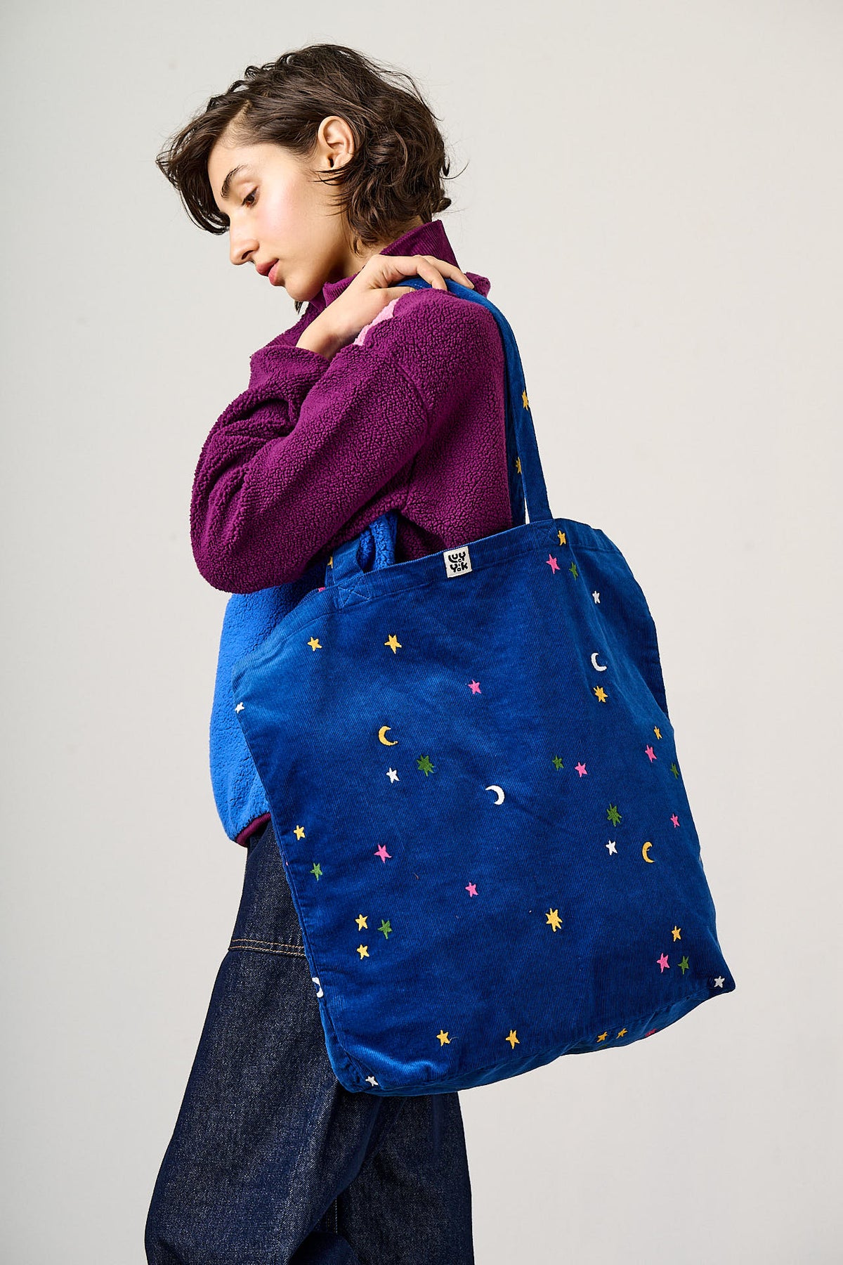 Catalina - Organic Cotton Oversized Tote in Confetti Star Print