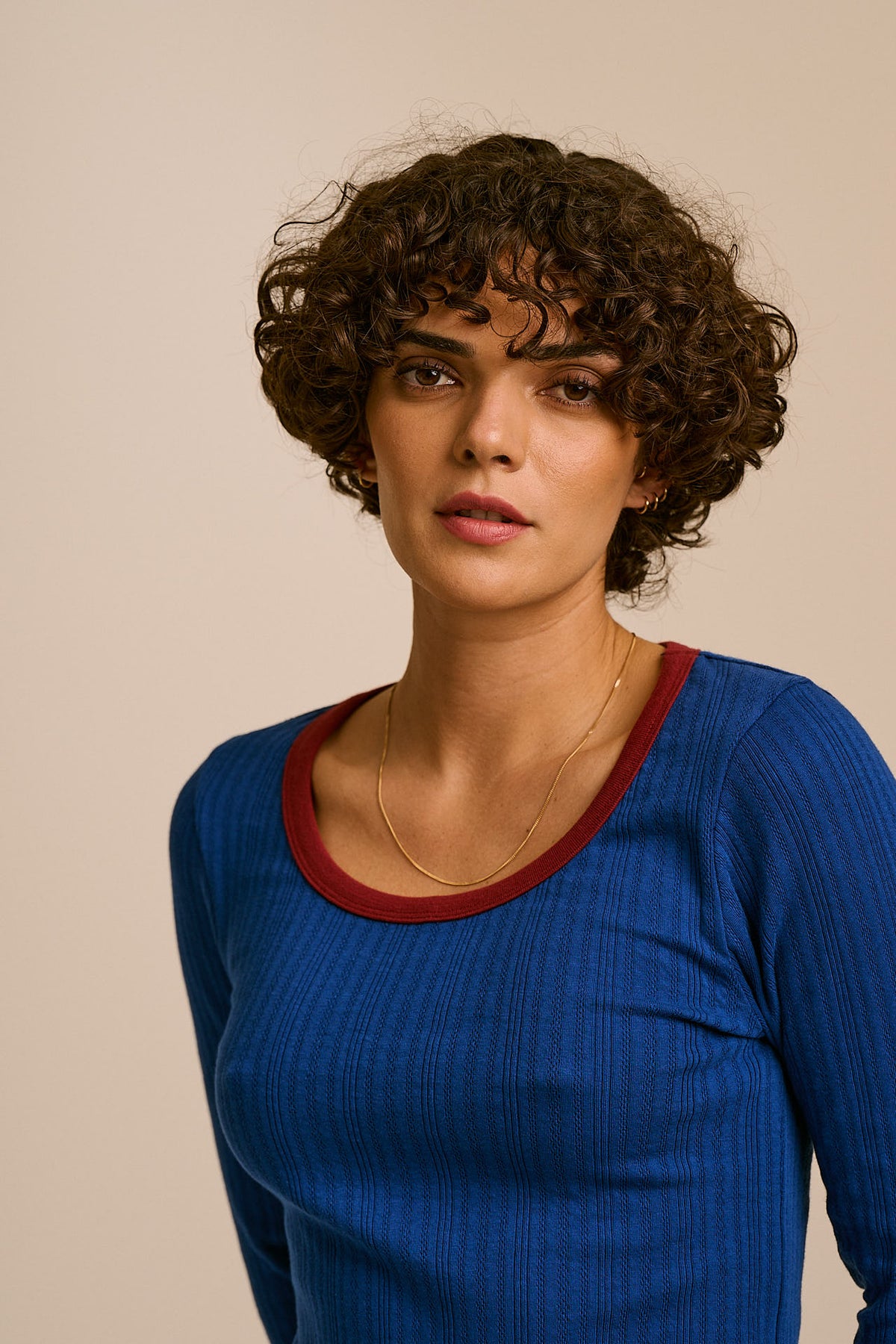 Celeste - Long Sleeve Pyjama in Blue and Burgundy
