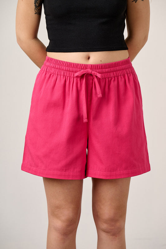 Charlie  - Cotton Beach Shorts in in Fuchsia Rose