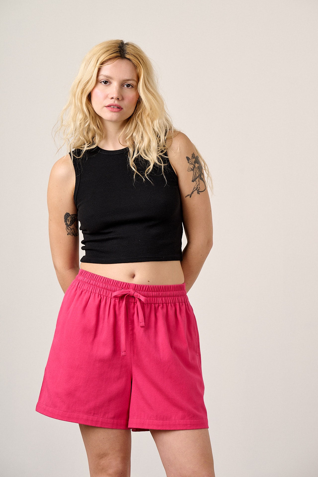 Charlie  - Cotton Beach Shorts in in Fuchsia Rose