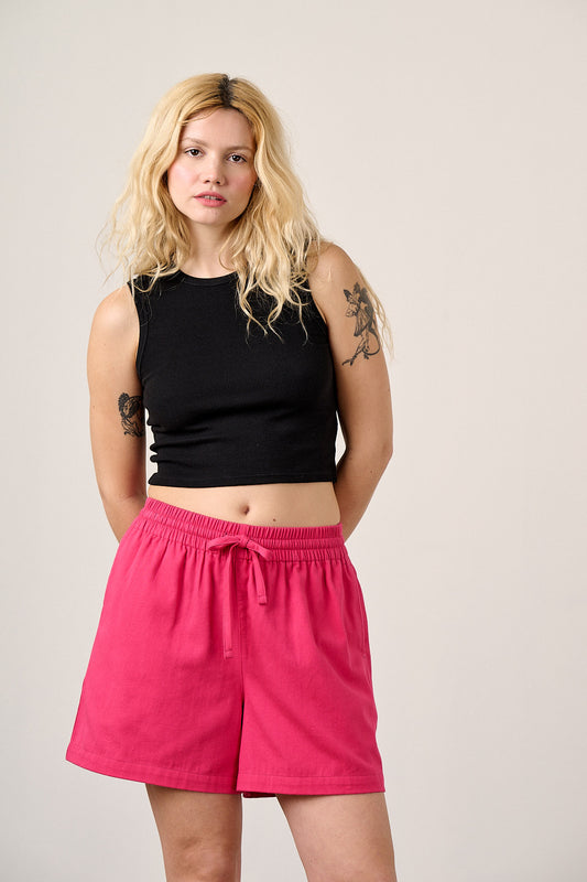 Charlie  - Cotton Beach Shorts in in Fuchsia Rose