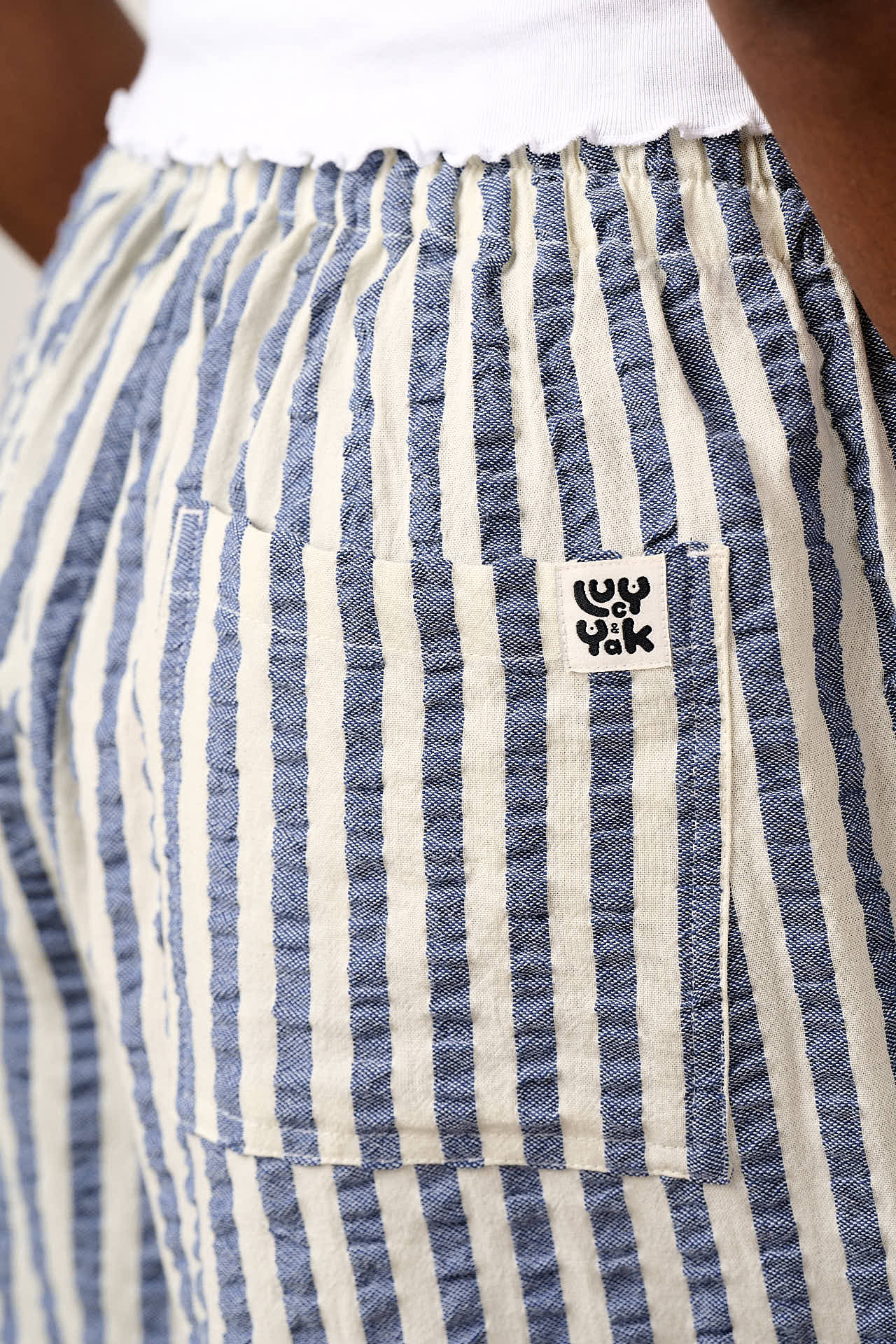 Charlie - Cotton Beach Shorts in Navy Stripe