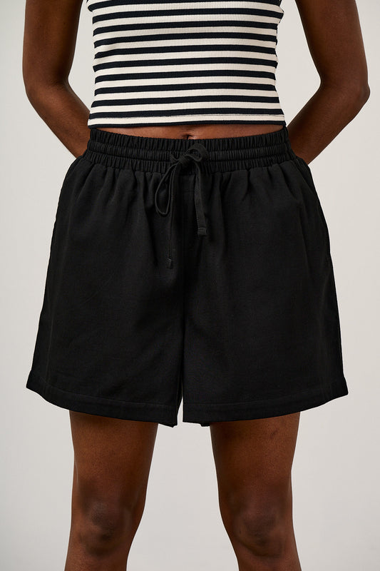 Charlie - Cotton Beach Shorts in Black
