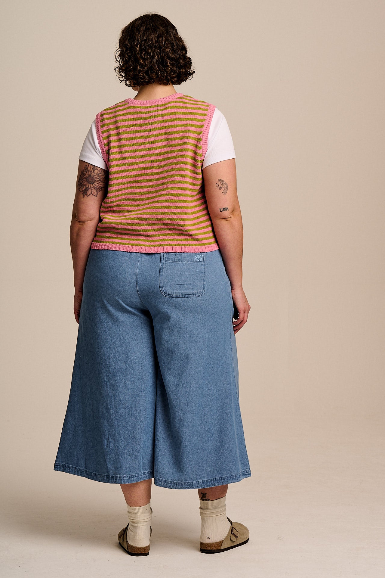 Chase - Lightweight Denim Culotte Trousers in Lightwash