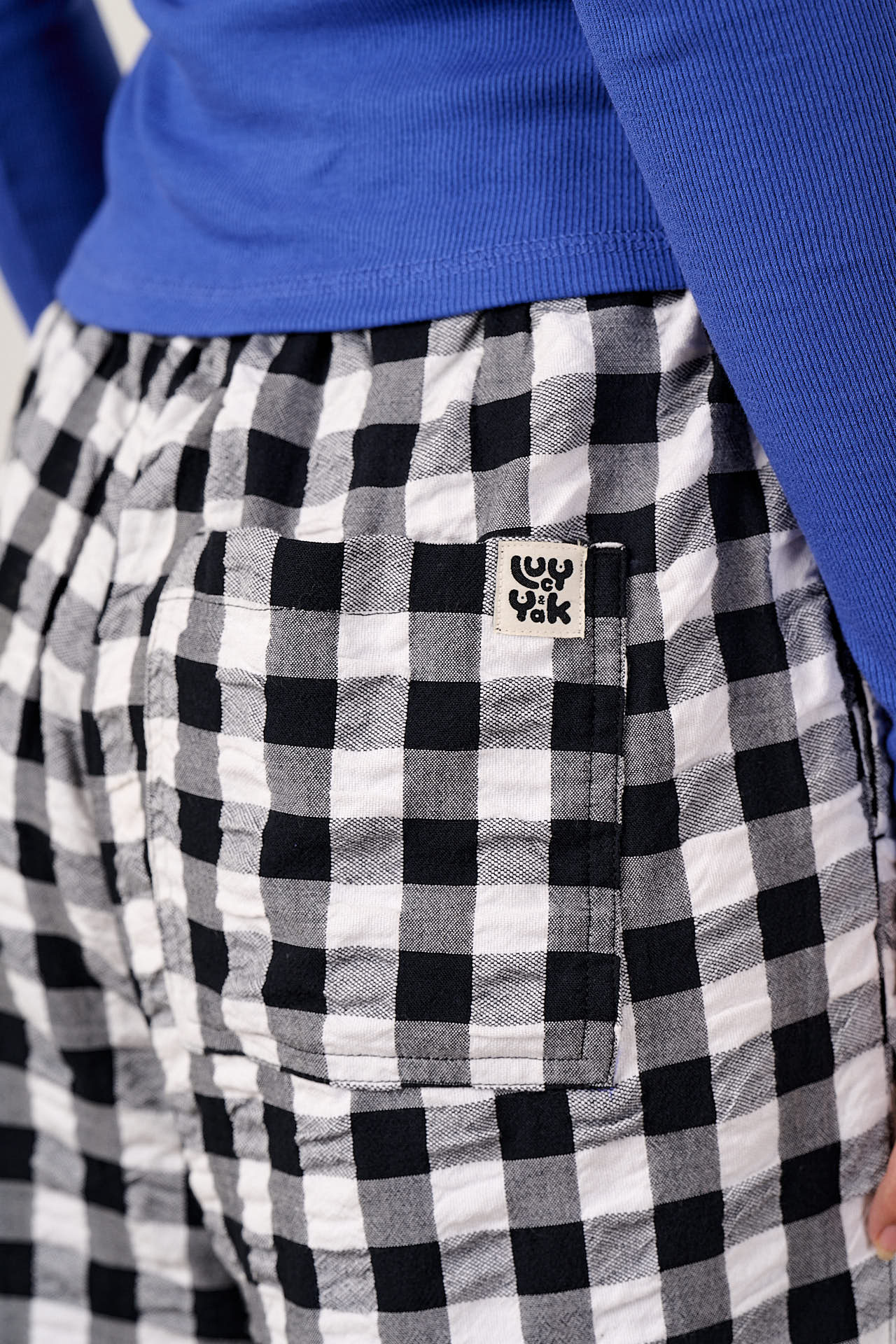 Chuck Wide Leg Trousers - Organic Cotton Seersucker in Black