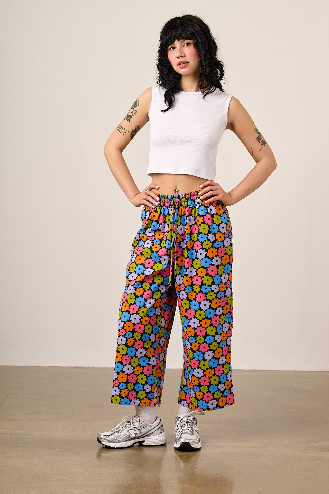 Chuck - Wide Leg Trousers Organic Cotton in Balloon Floral – Lucy