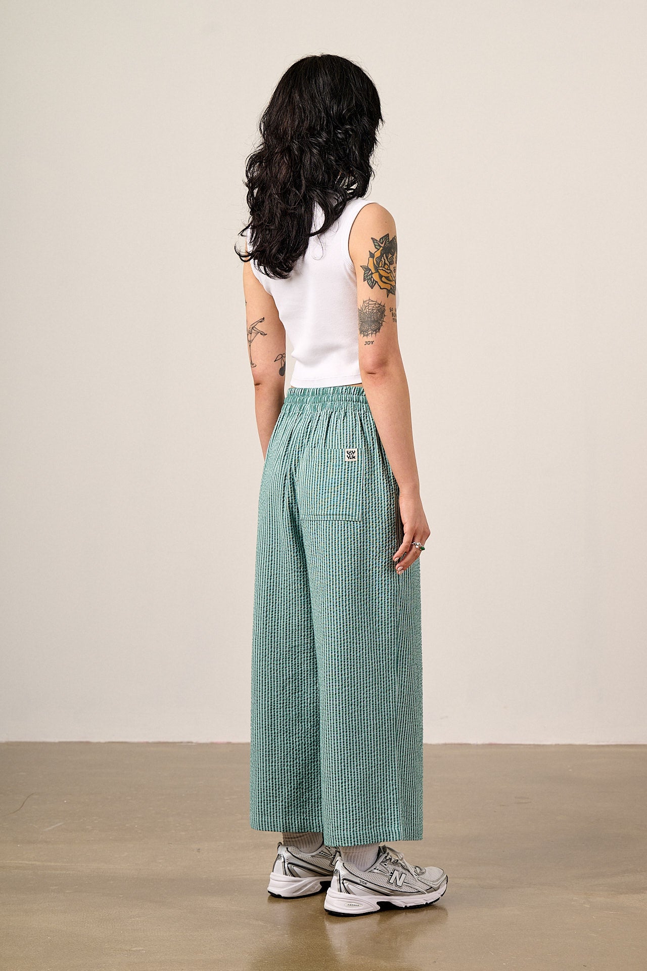 Chuck - Cotton Trousers in Teal Stripe