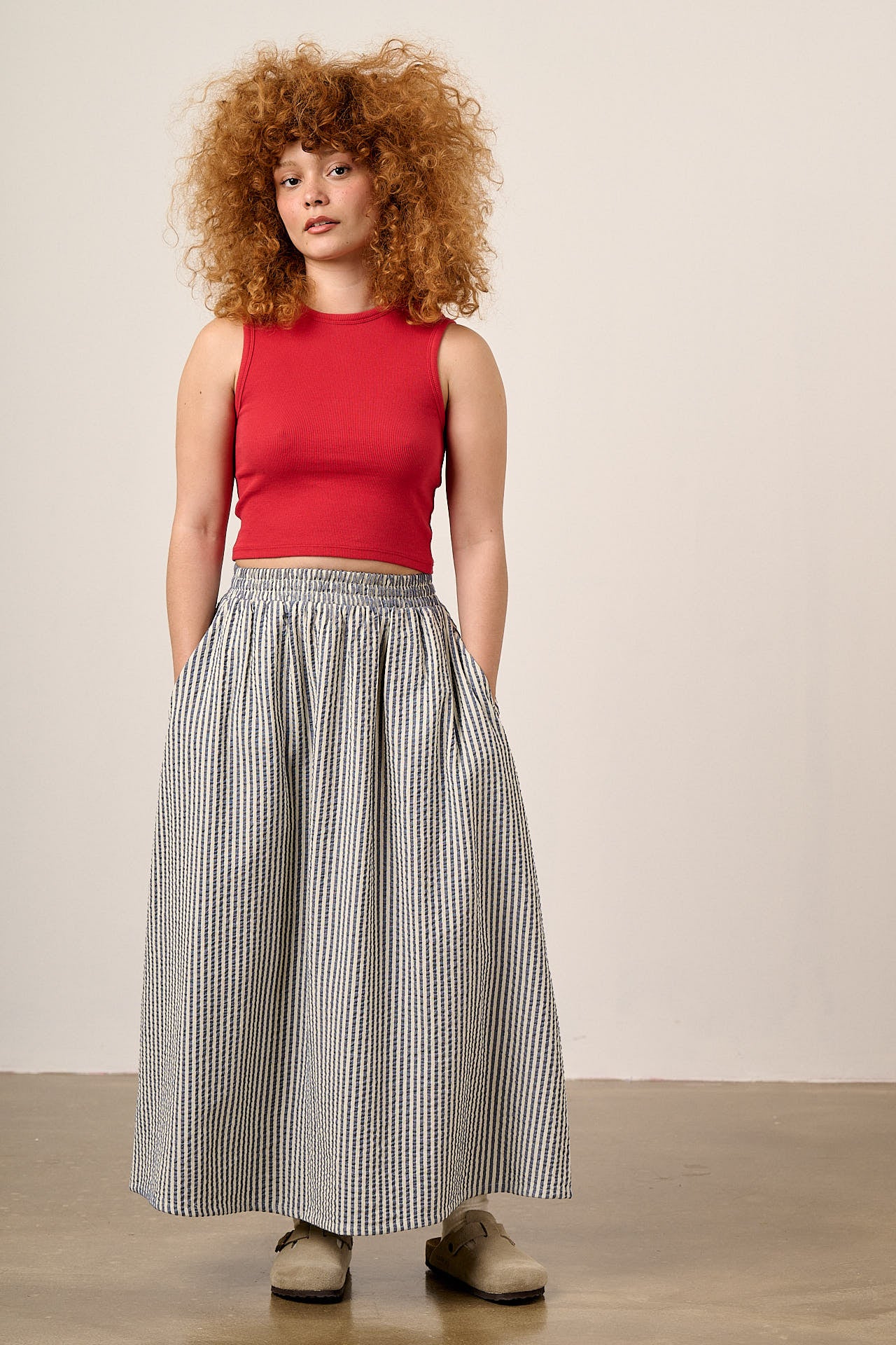 Clara Cotton Midi Skirt Stripe