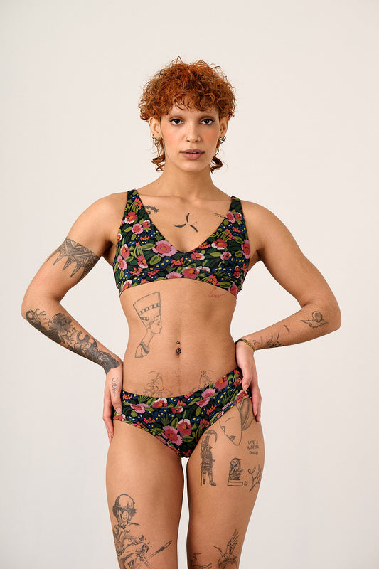 Collette - Viscose Briefs in Black Marie Print