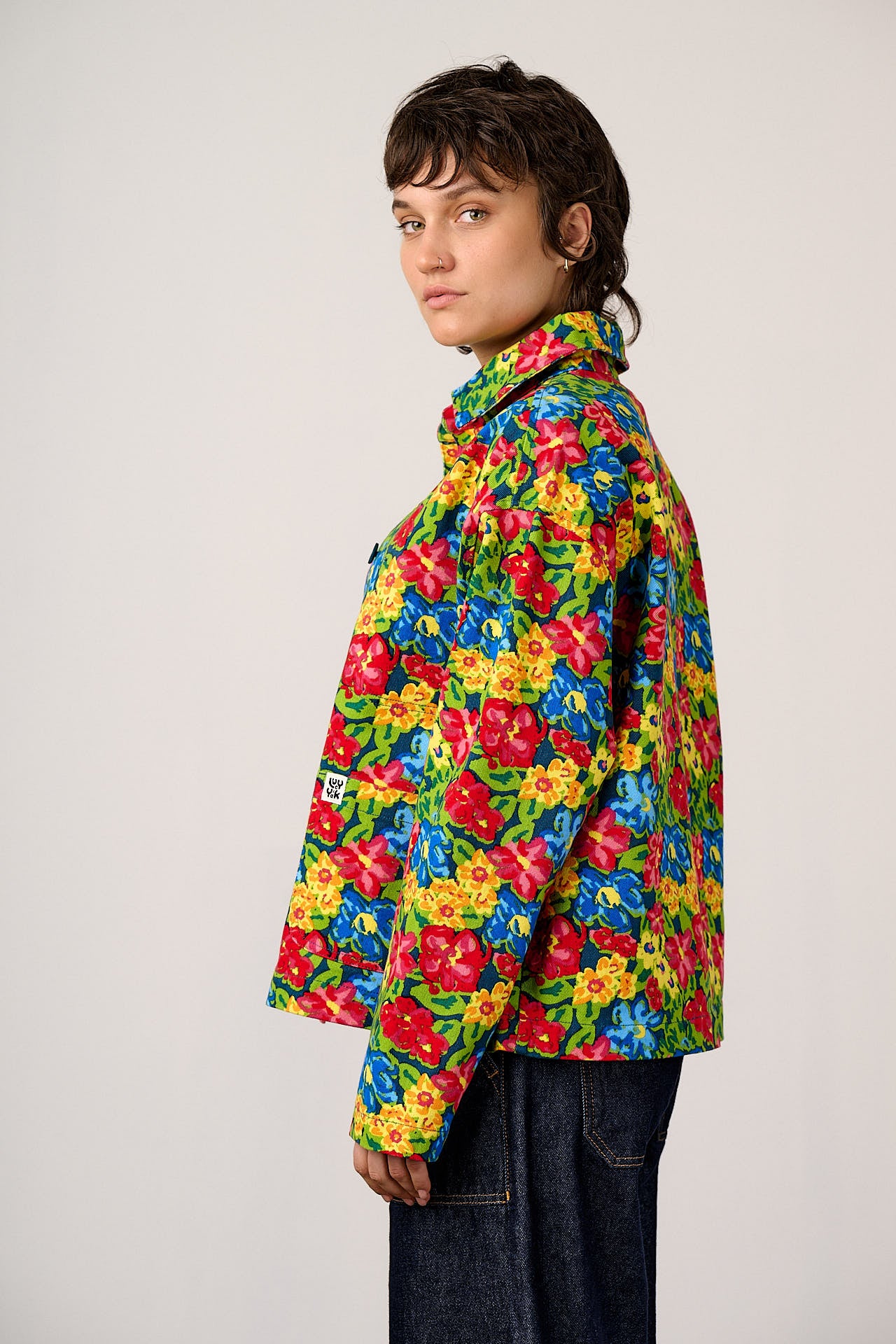 Connie - Cotton Jacket in 80s Scribbled Floral