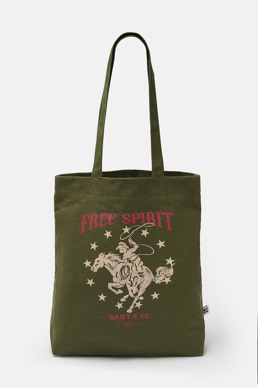 Cotton Tote Bag with Free Spirit Print