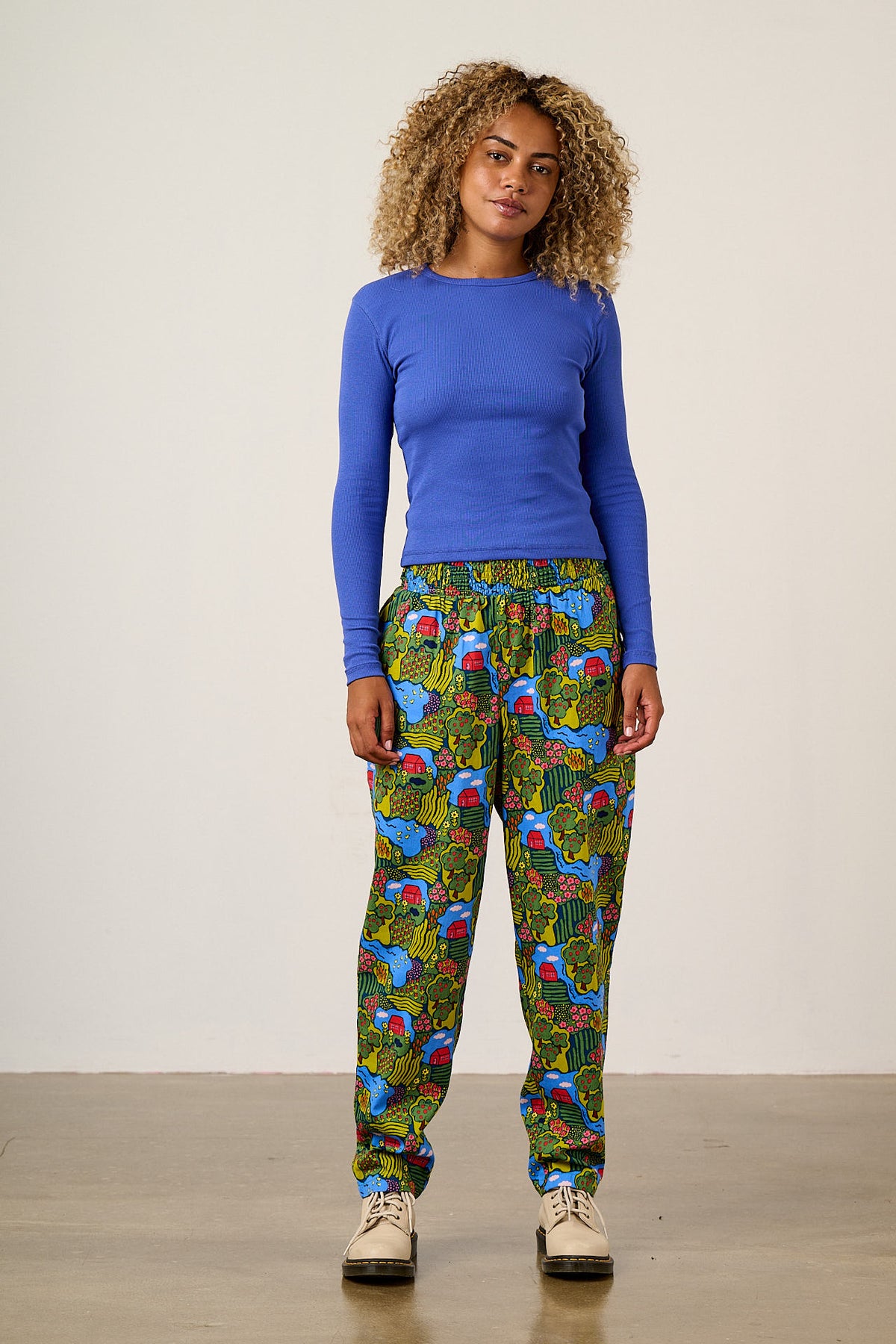 Alexa - Organic Cotton Trousers in Farmyard Scene