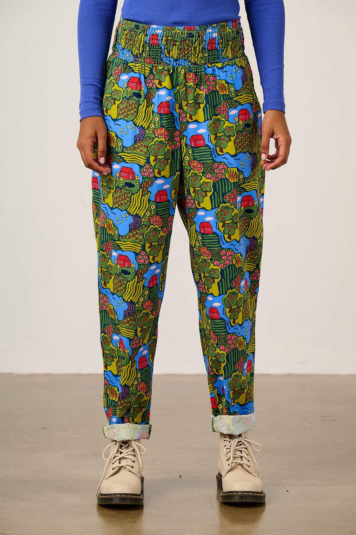 Alexa - Organic Cotton Trousers in Farmyard Scene