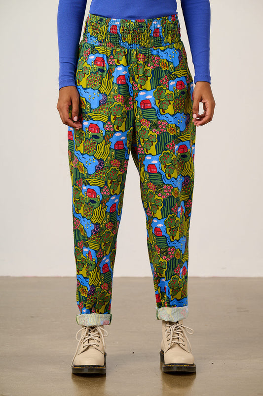 Alexa - Organic Cotton Trousers in Farmyard Scene