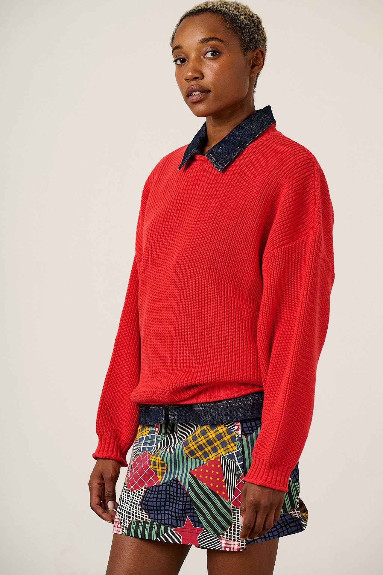 Areum - Oversized Knitted Jumper in Red