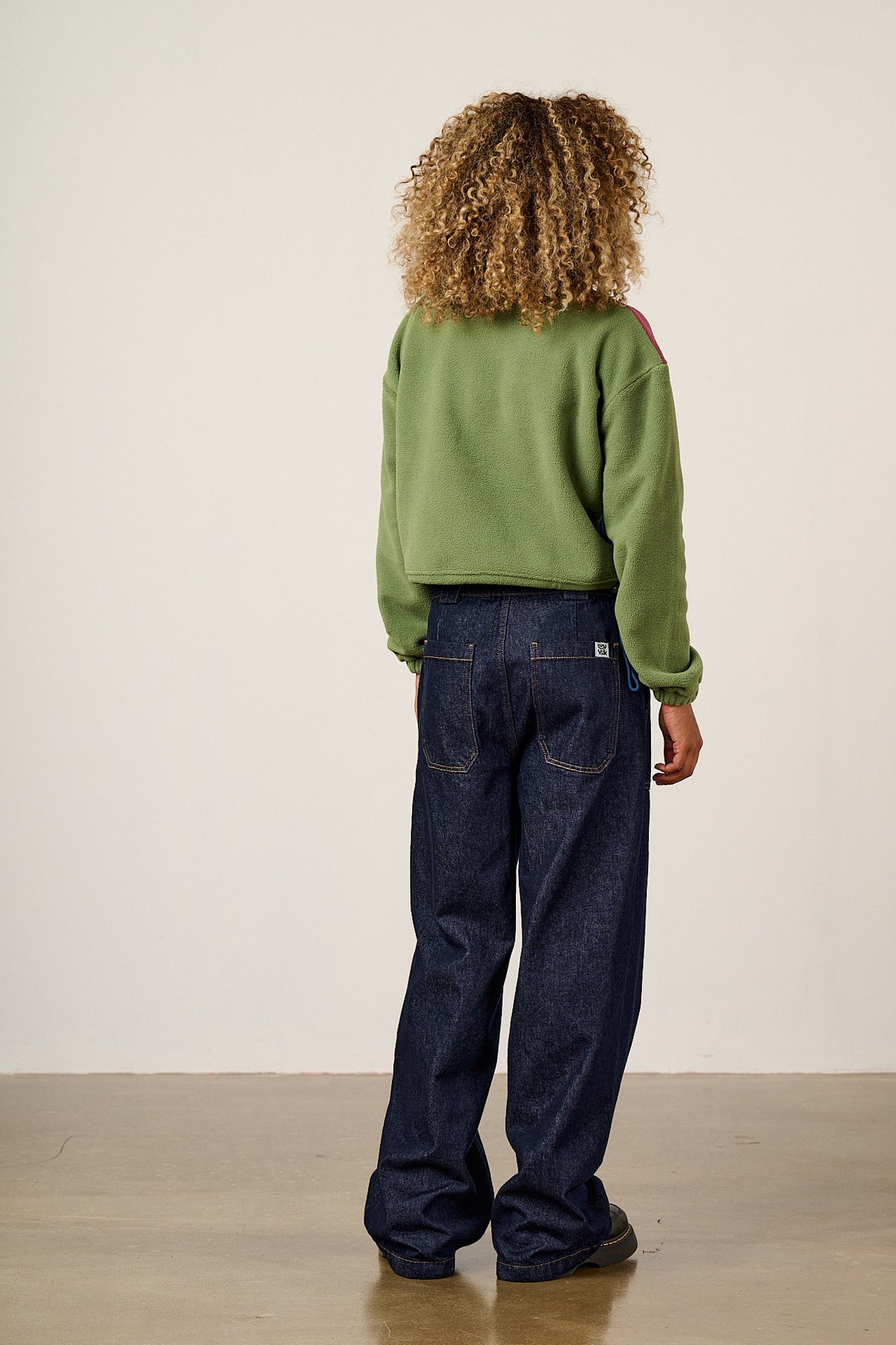 Blake - Cropped Polar Fleece in Green, Purple and Blue Colourblock