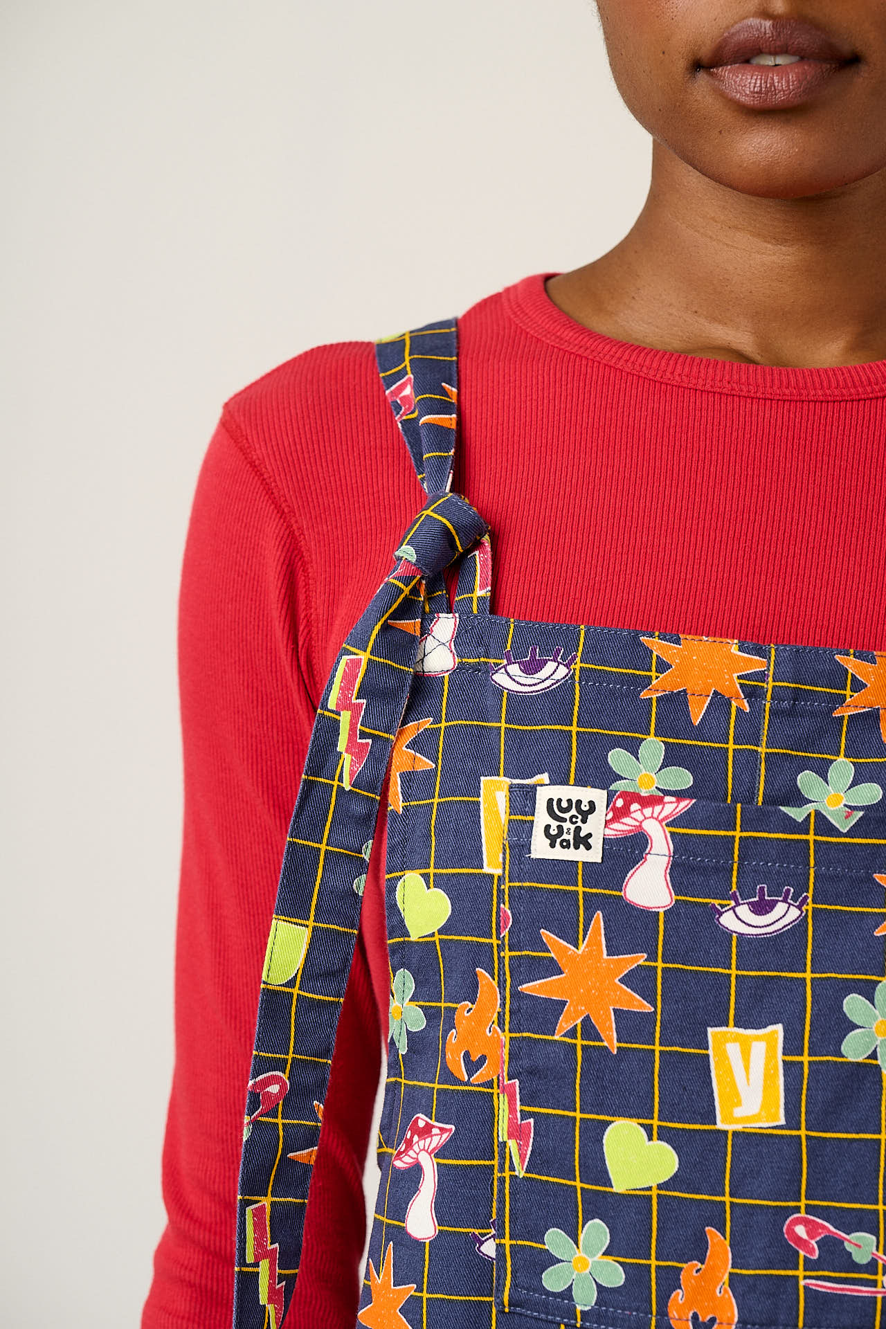Original - Cotton Dungaree in Punk Energy Grid Motif