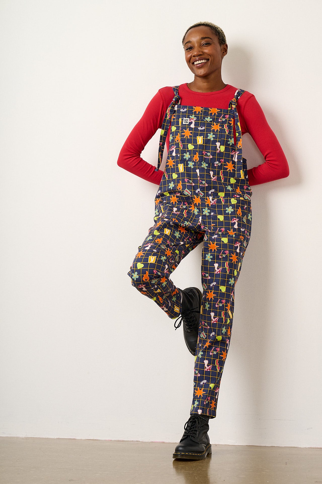 Original - Cotton Dungaree in Punk Energy Grid Motif