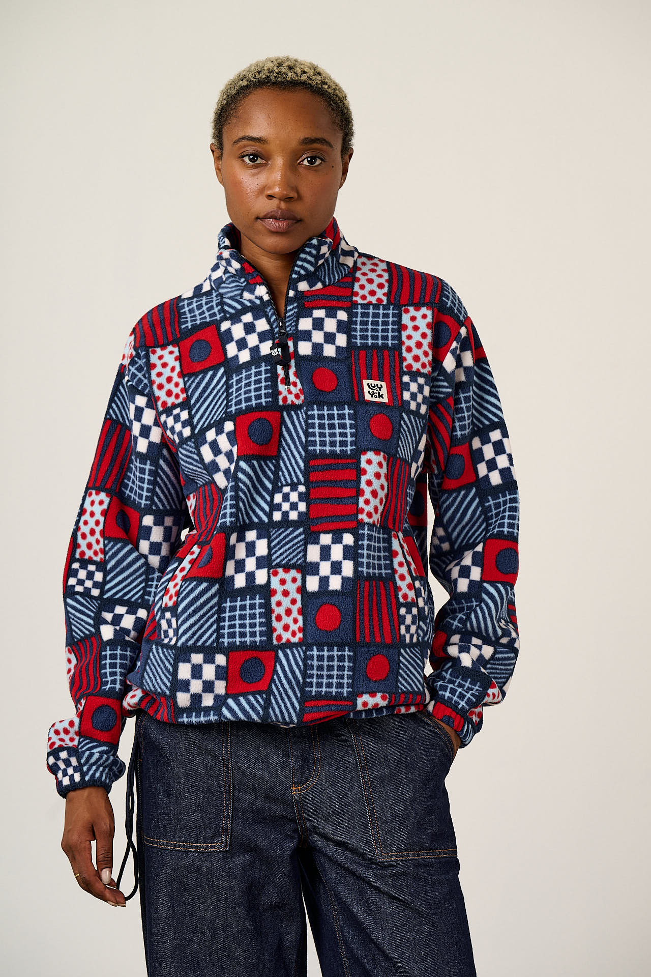 Stevie - Fleece in Ahoy There Checkerboard
