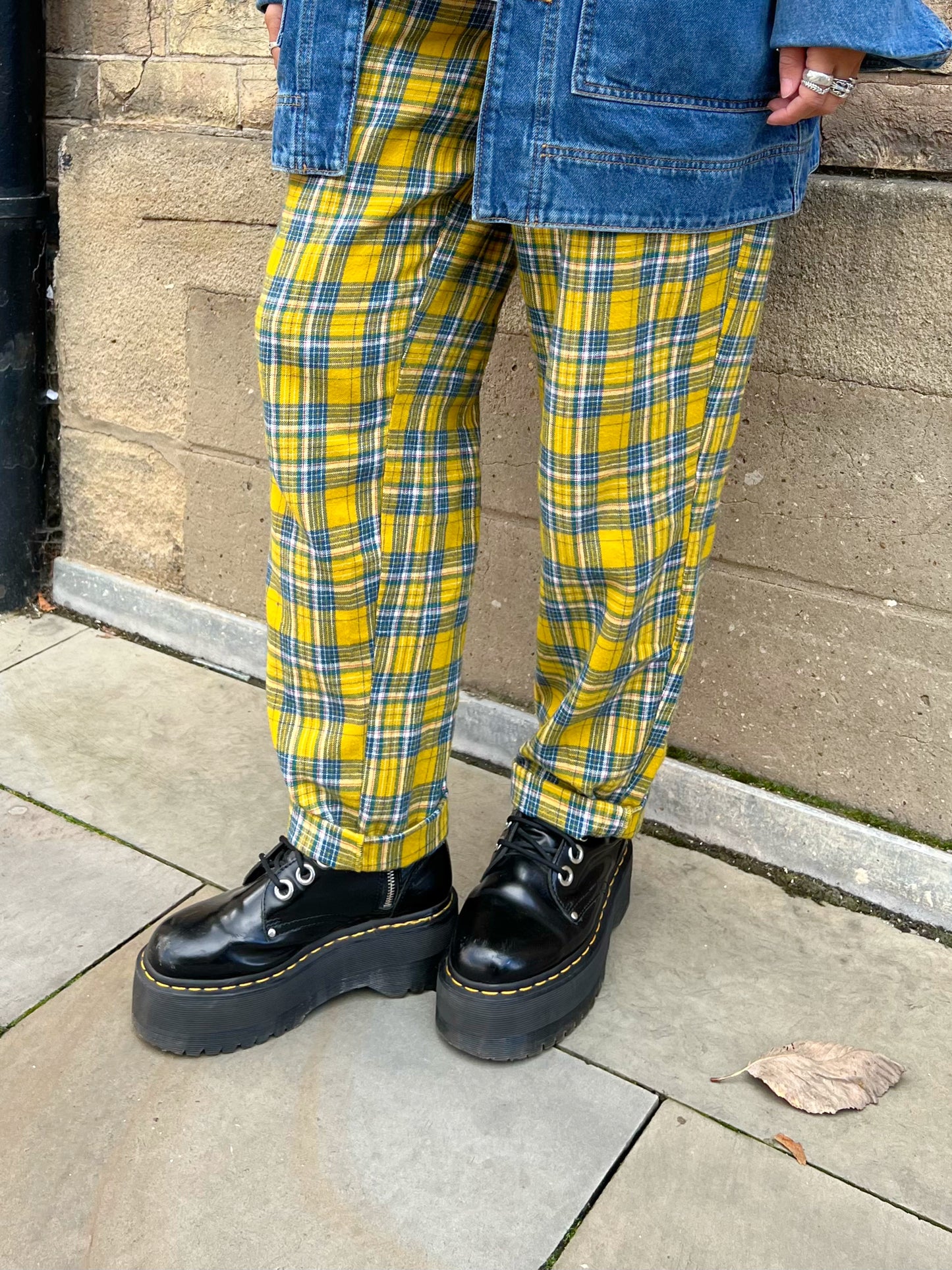 Alexa Trousers: BRUSHED ORGANIC COTTON - Mustard Tartan