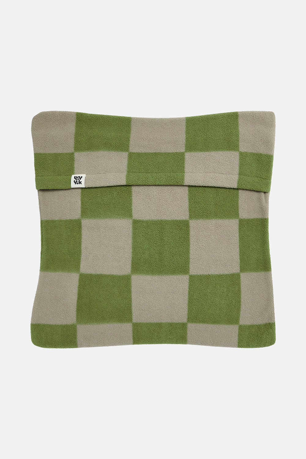 Polar Fleece Cushion Cover in Green Checkerboard Print