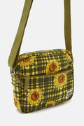 Dara - Crossbody Twill Bag in Green Sunday Sunflowers Print