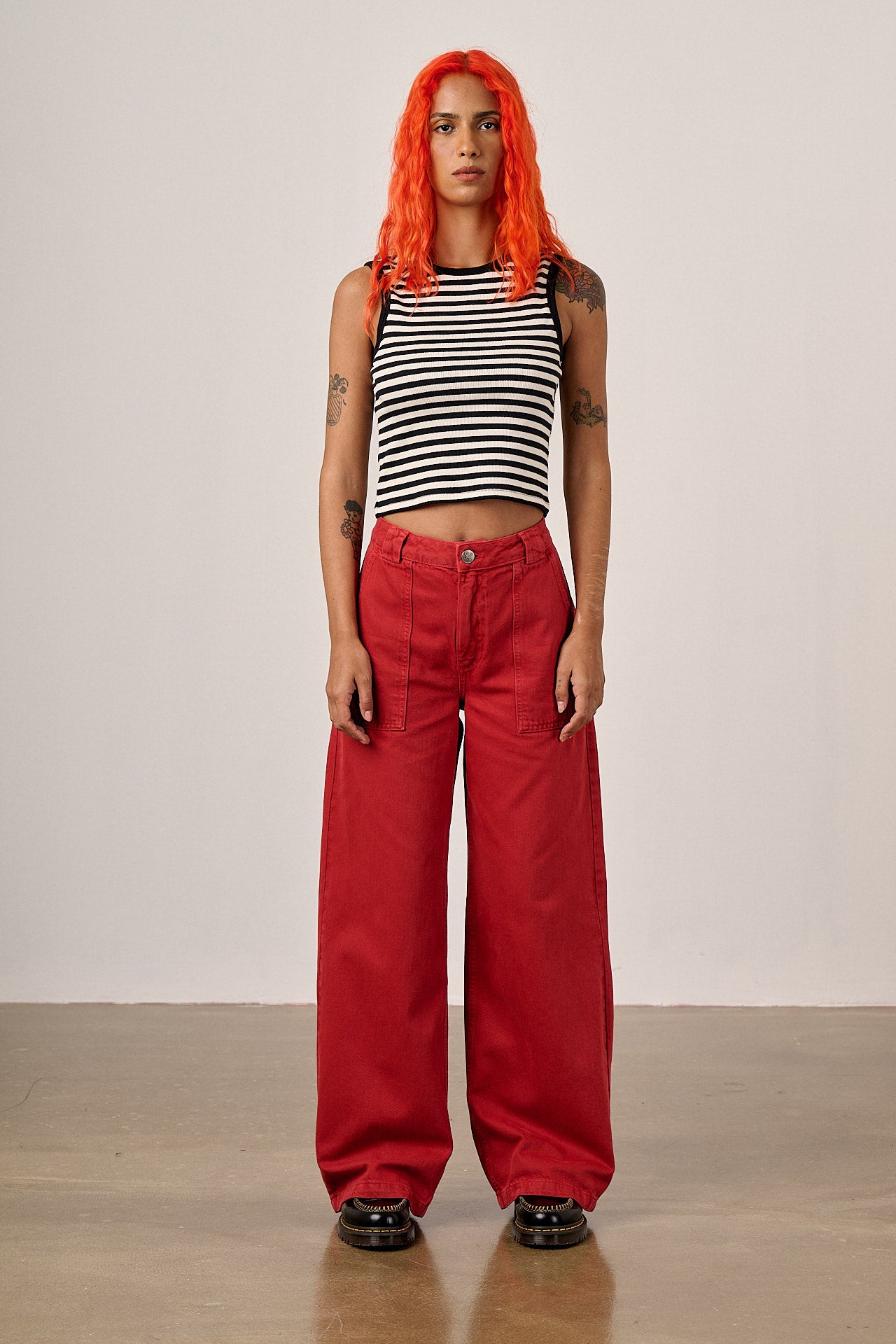 Delores - Wide Leg Denim Jeans in Red Wash – Lucy & Yak