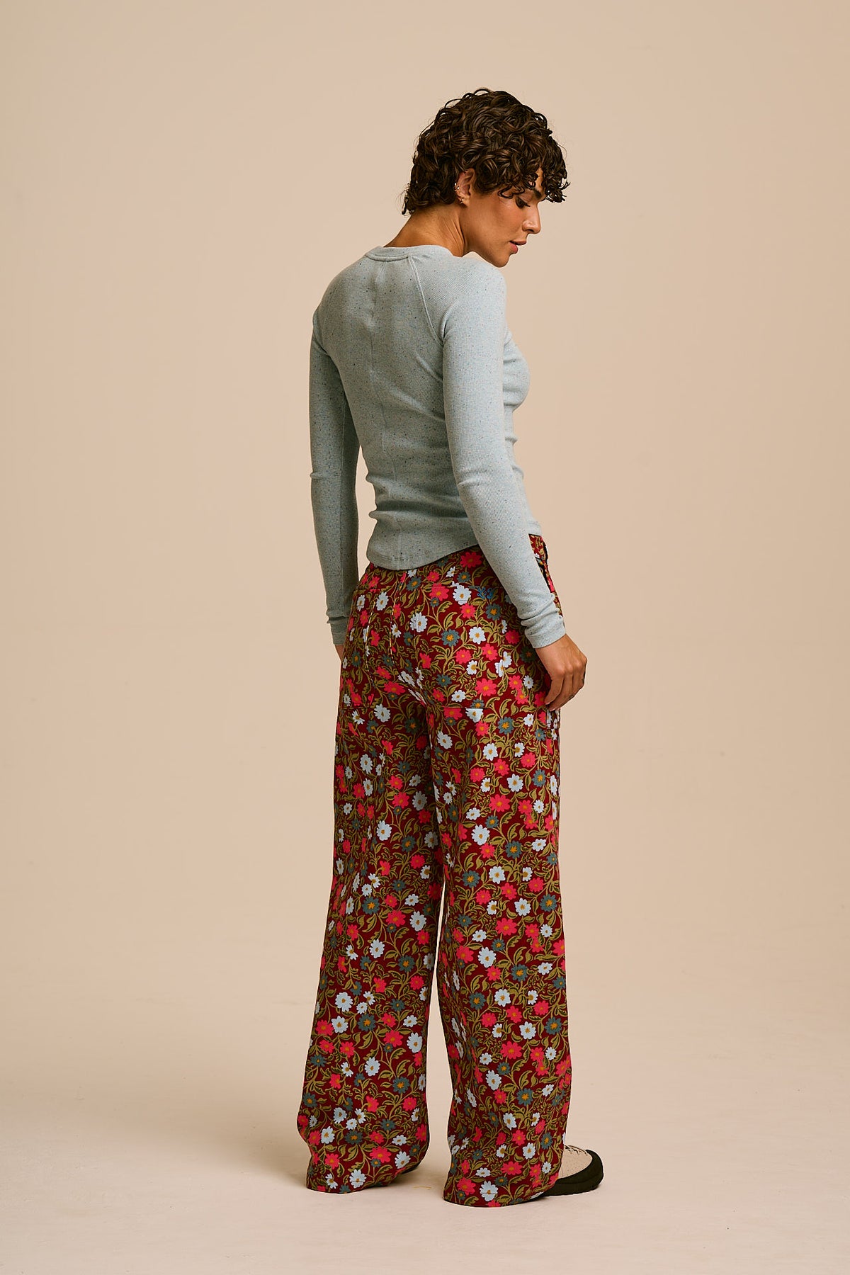 Delores - Wide Leg Cotton Trousers in Palace Floral Print