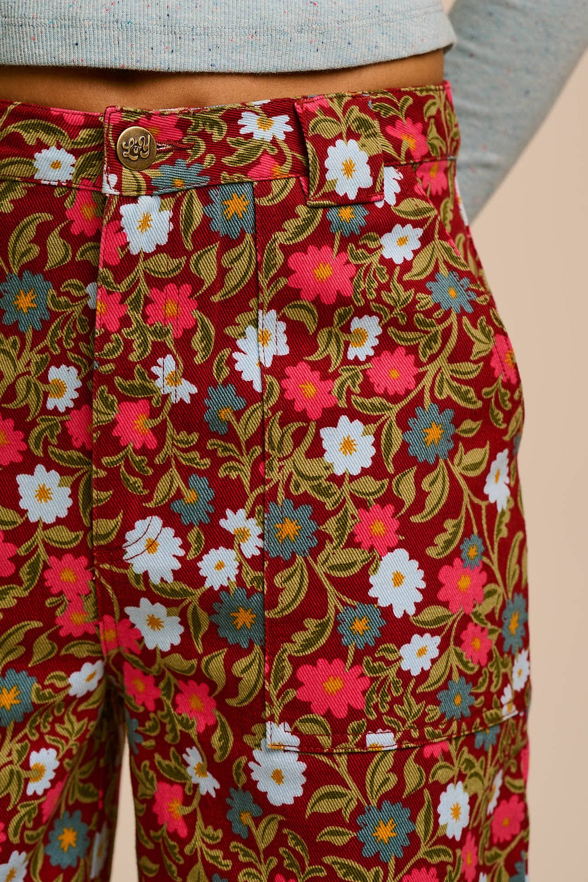 Delores - Wide Leg Cotton Trousers in Palace Floral Print