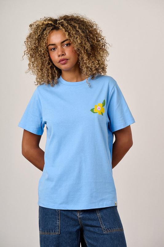 Denver - Cotton T-Shirt in Blue Bloomin' Flowers Print