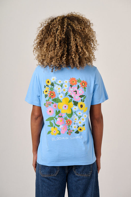 Denver - Cotton T-Shirt in Blue Bloomin' Flowers Print