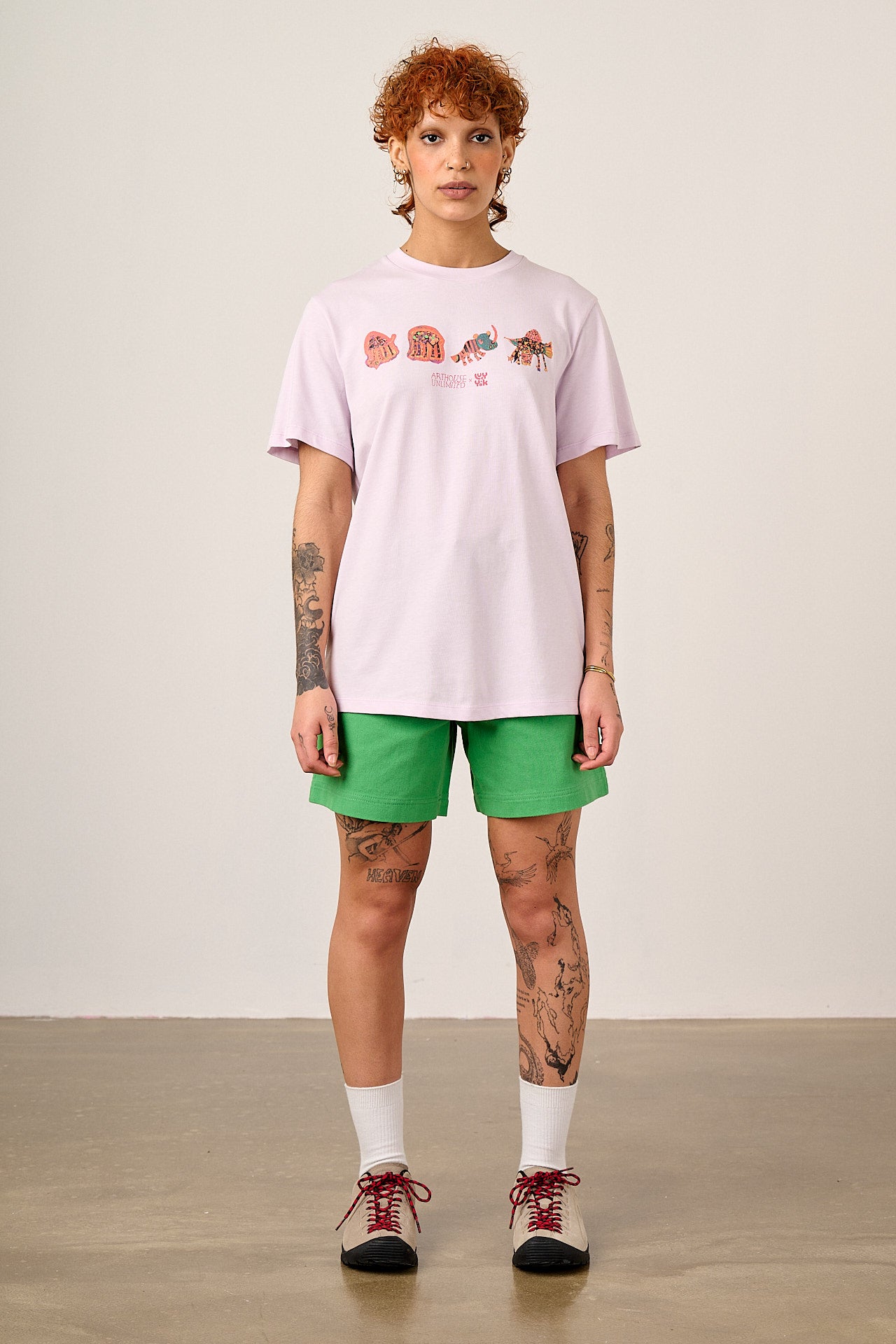 L.E Denver - Cotton T-Shirt in Arthouse & Yak: Lilac Fantasy Animals