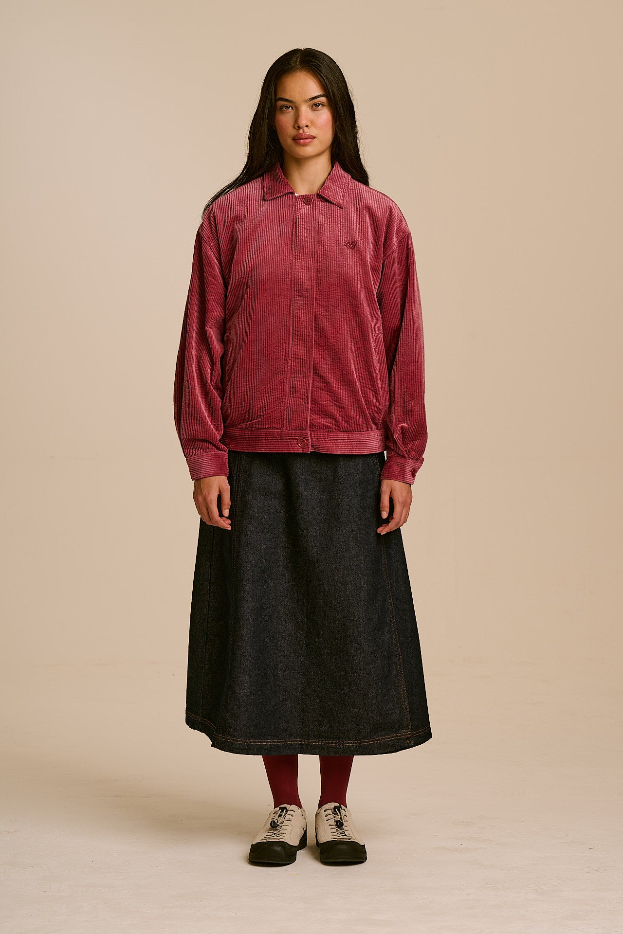Devan - Cotton Corduroy Jacket in Burgundy