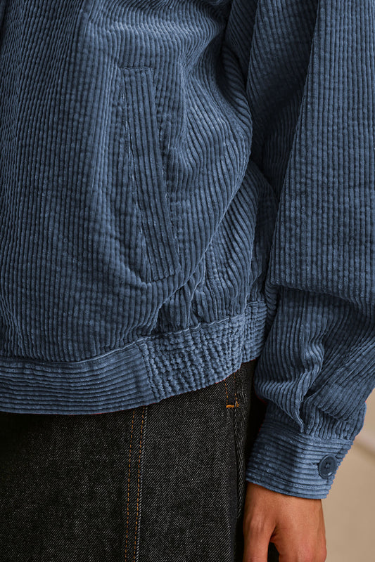 Devan - Cotton Corduroy Jacket in Blue