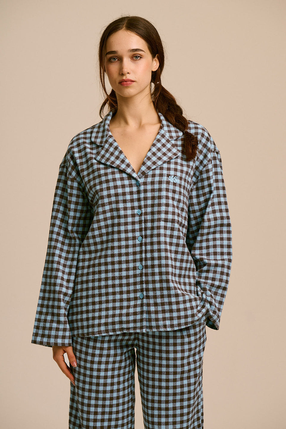 Dreamer - Pyjamas in Blue and Brown Checkerboard
