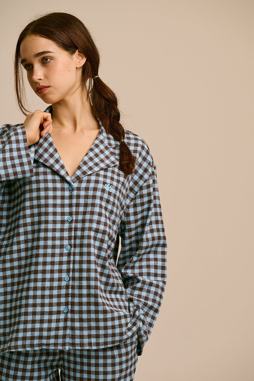 Dreamer - Pyjamas in Blue and Brown Checkerboard