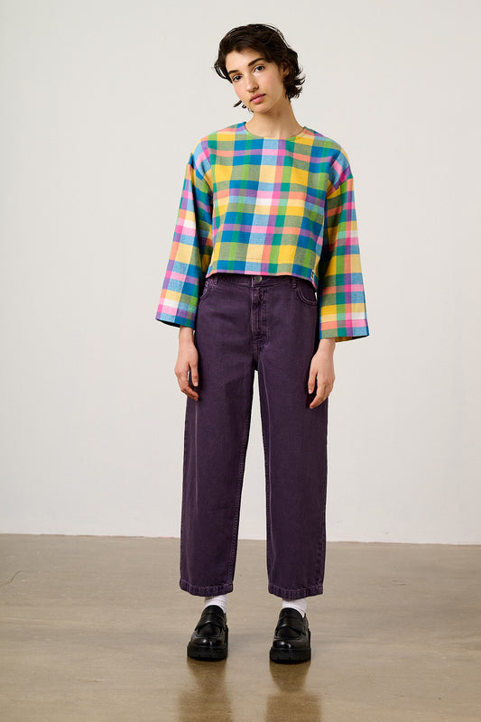 Drew - Straight Leg Denim Jeans in Purple Wash