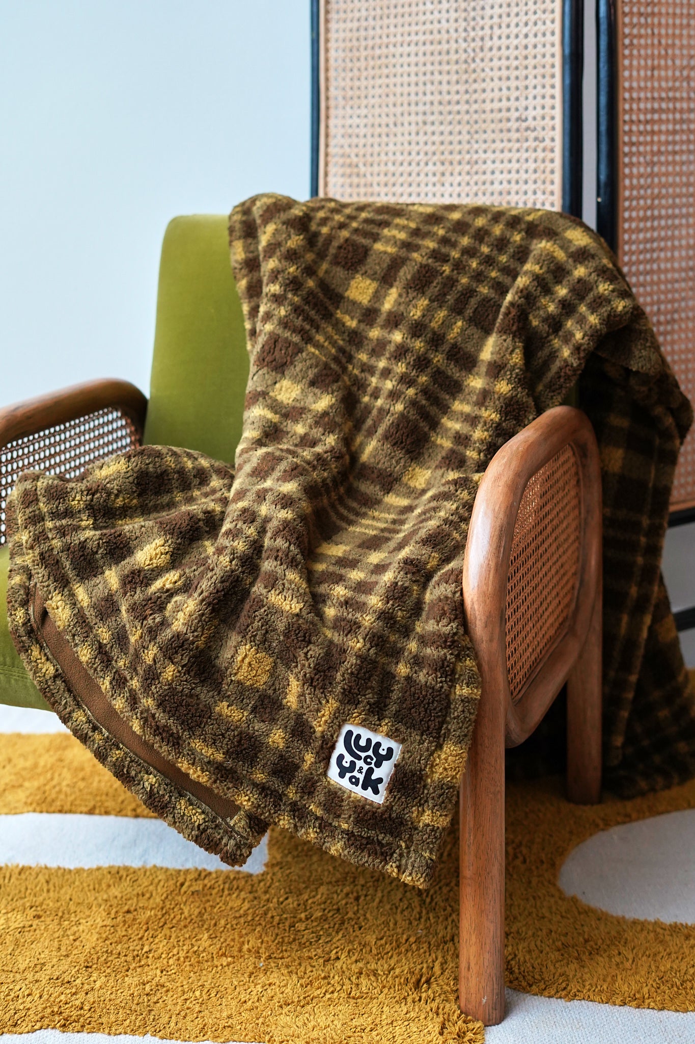 Blanket - Borg Fleece in Brown Cher Check Print