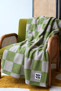 Blanket - Polar Fleece in Green Checkerboard Print