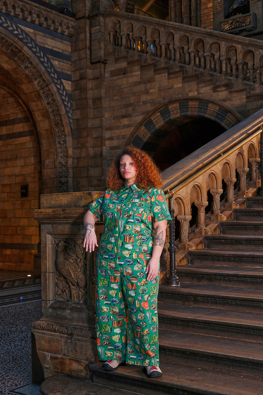 L.E Ragan - Cotton Jumpsuit in Green Minerals Natural History Museum & Yak