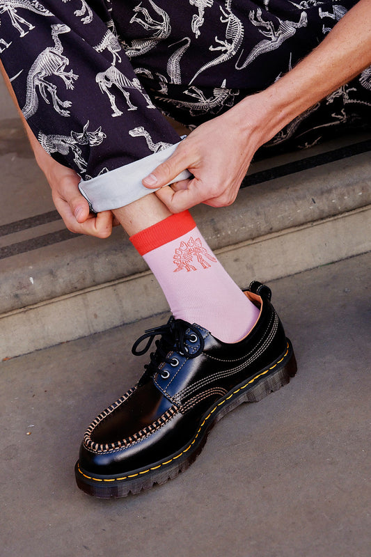 L.E. JoJo - Cotton Socks in Pink Dinosaur Natural History Museum & Yak
