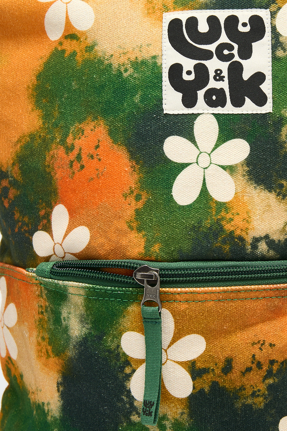 Dylan Backpack: ORGANIC CANVAS - Green Daisy-Lu