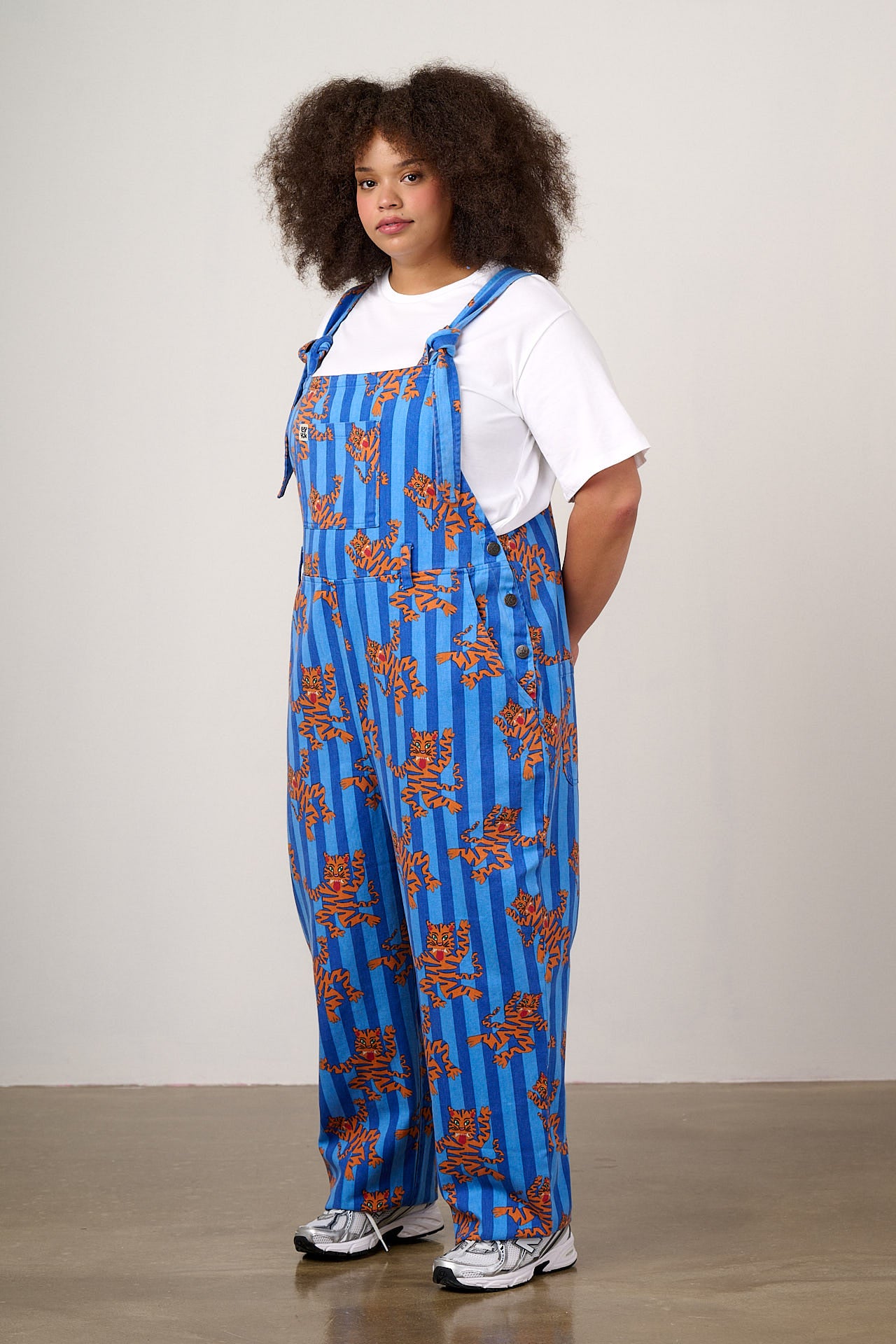 Easton - Cotton Dungarees in Blue Tiger Stripe