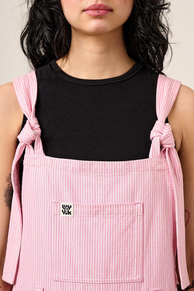 Easton - Cotton Dungarees in Pink Stripe
