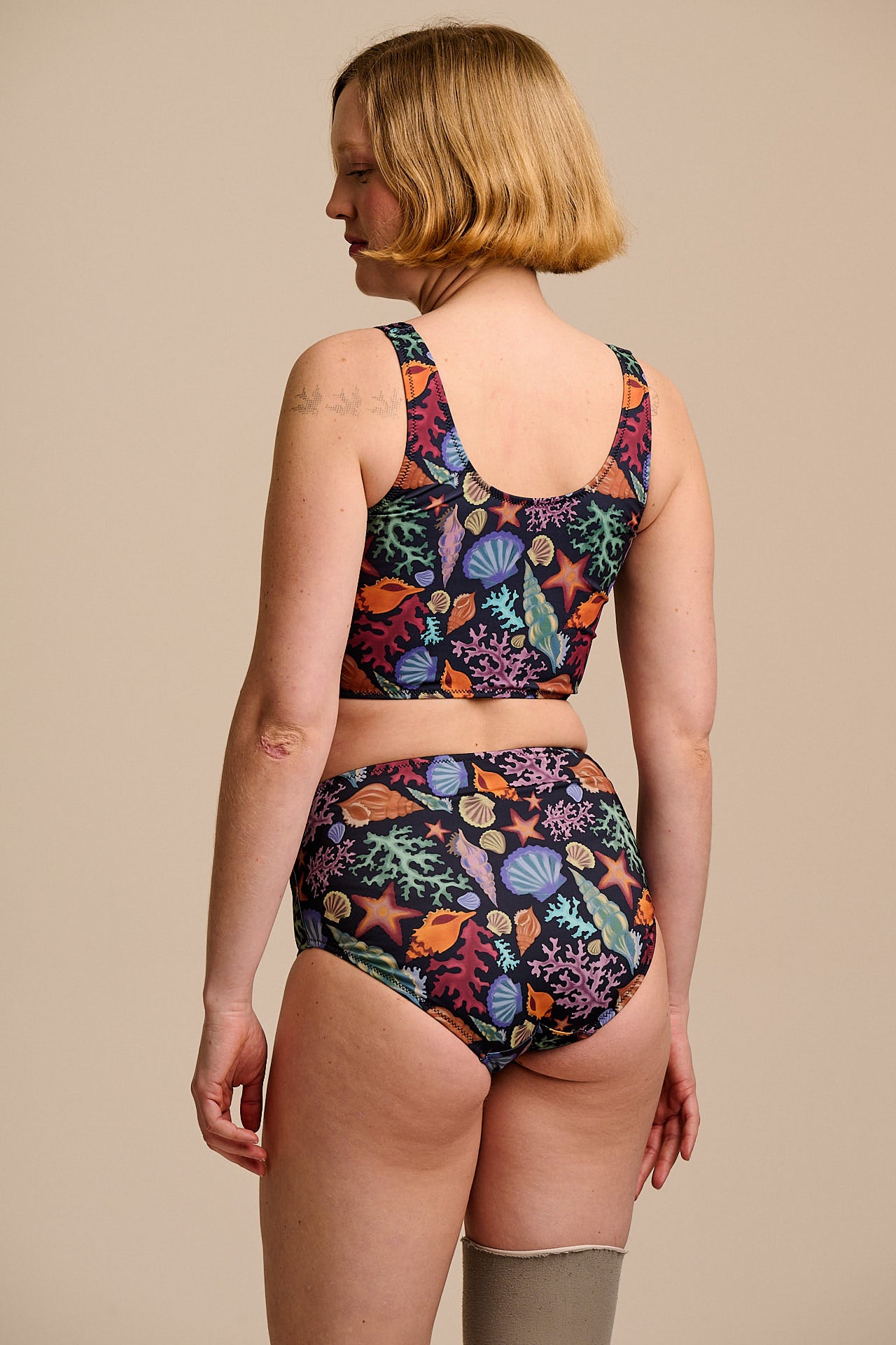 Bronte - High Rise Bikini Bottoms in Shell Print