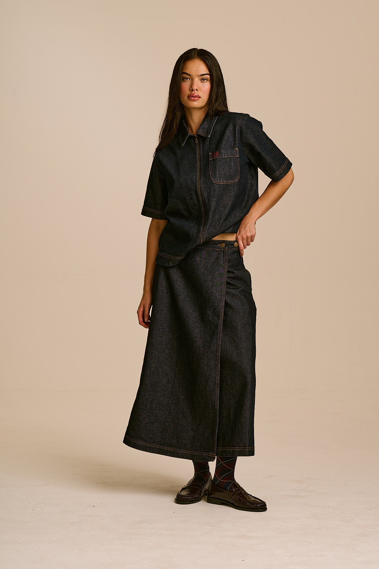 Miley - Denim Wrap Skirt in Indigo Denim