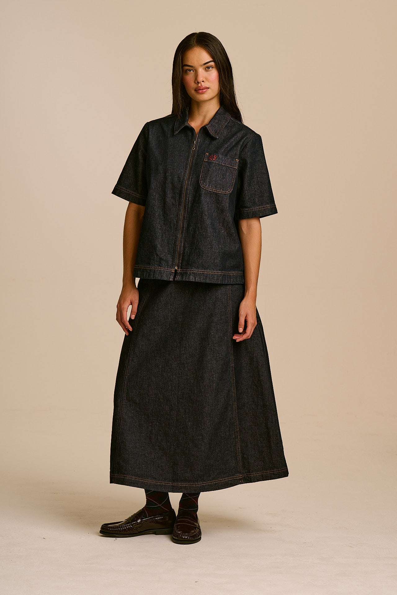 Miley - Denim Wrap Skirt in Indigo Denim